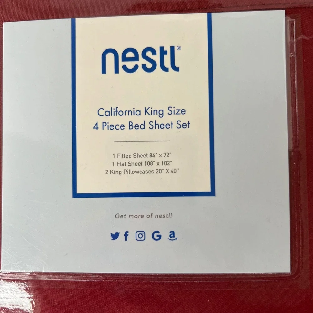 Nestl California King 4 Piece Deep Pocket‎ Bed Sheet Set Burgundy Red Microfiber